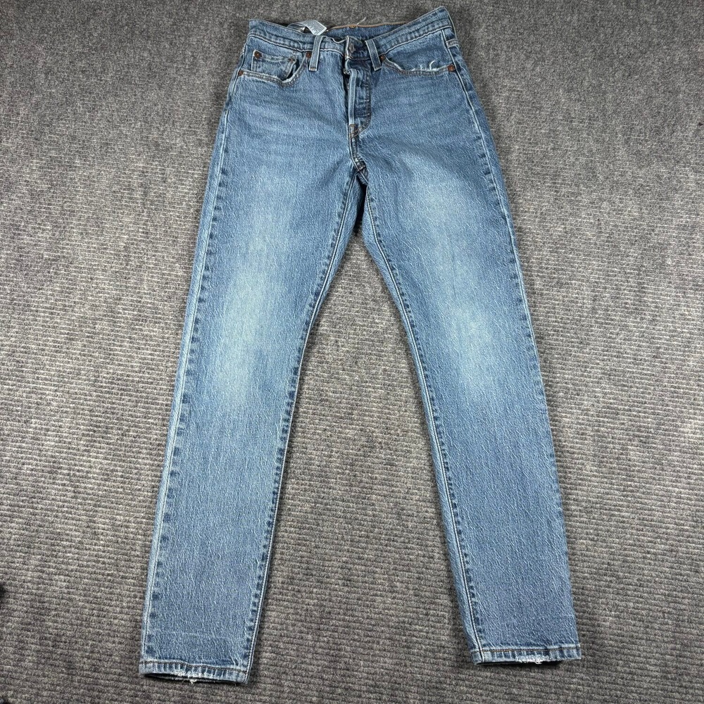 Levi's 501 Original Skinny Jeans Womens 25 Blue Excellent Distressed High Rise